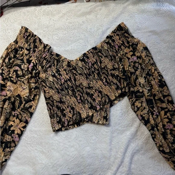 Free People “Peplum Dreams” Floral Off-Shoulder Top – Size S (New with Tags) - Picture 6 of 6